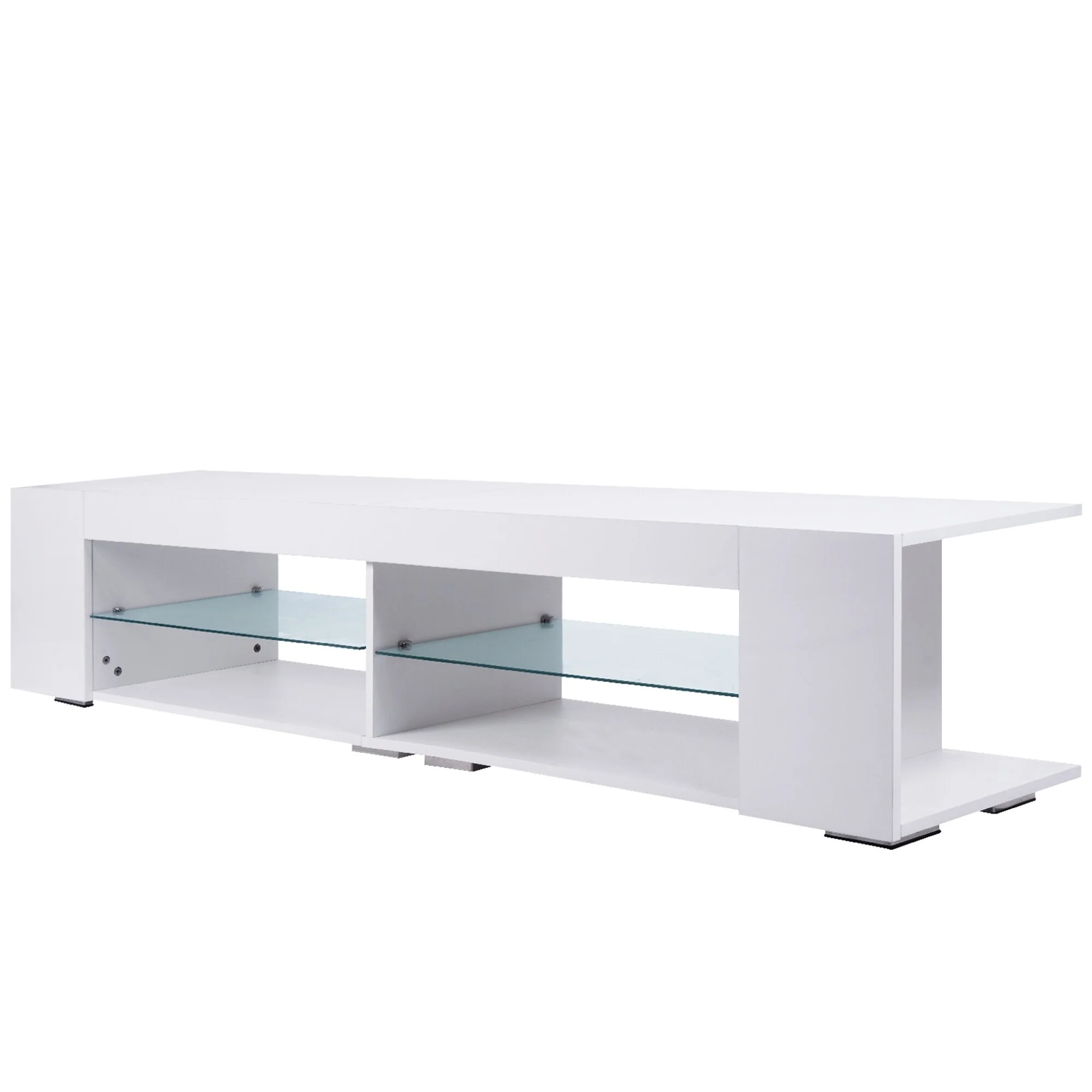 White 71 Gaming TV Stand with LED & Storage for TVs Up to 75