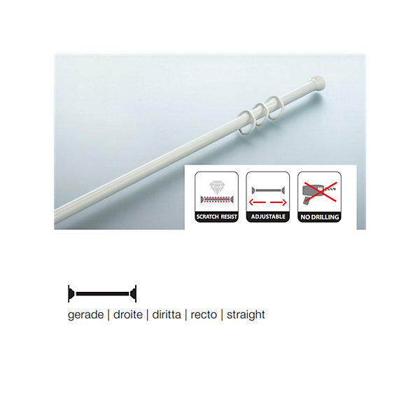 Barre tringle pour rideau de douche ou baignoire extensible sans perçage en Alu MAGIC 75125cm Blanc Spirella
