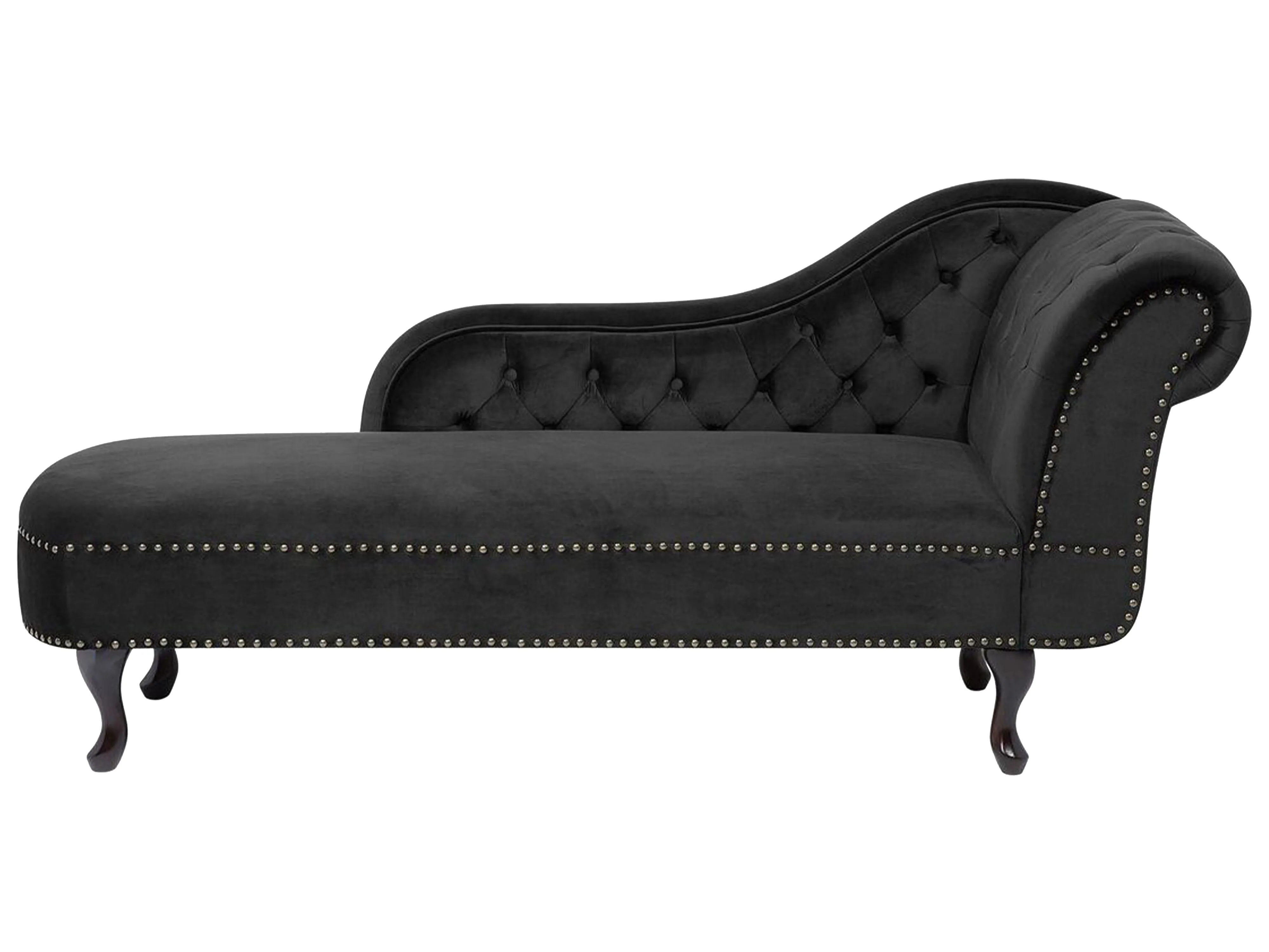 Left-Hand Chaise Longue NIMES Velvet Black