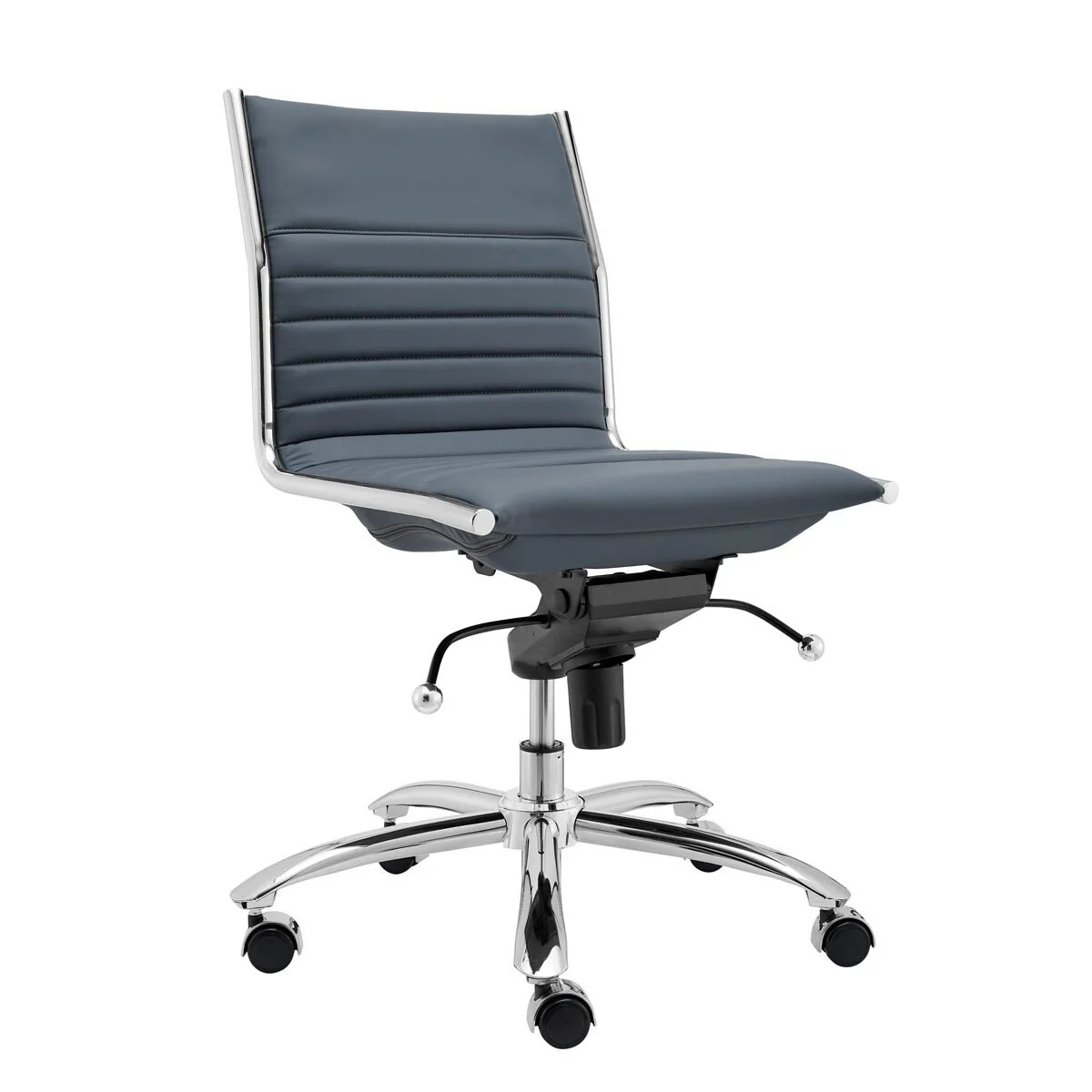 26.38 X 25.99 X 38.19 Low Back Office Chair without Armrests in Blue with Chromed Steel Base