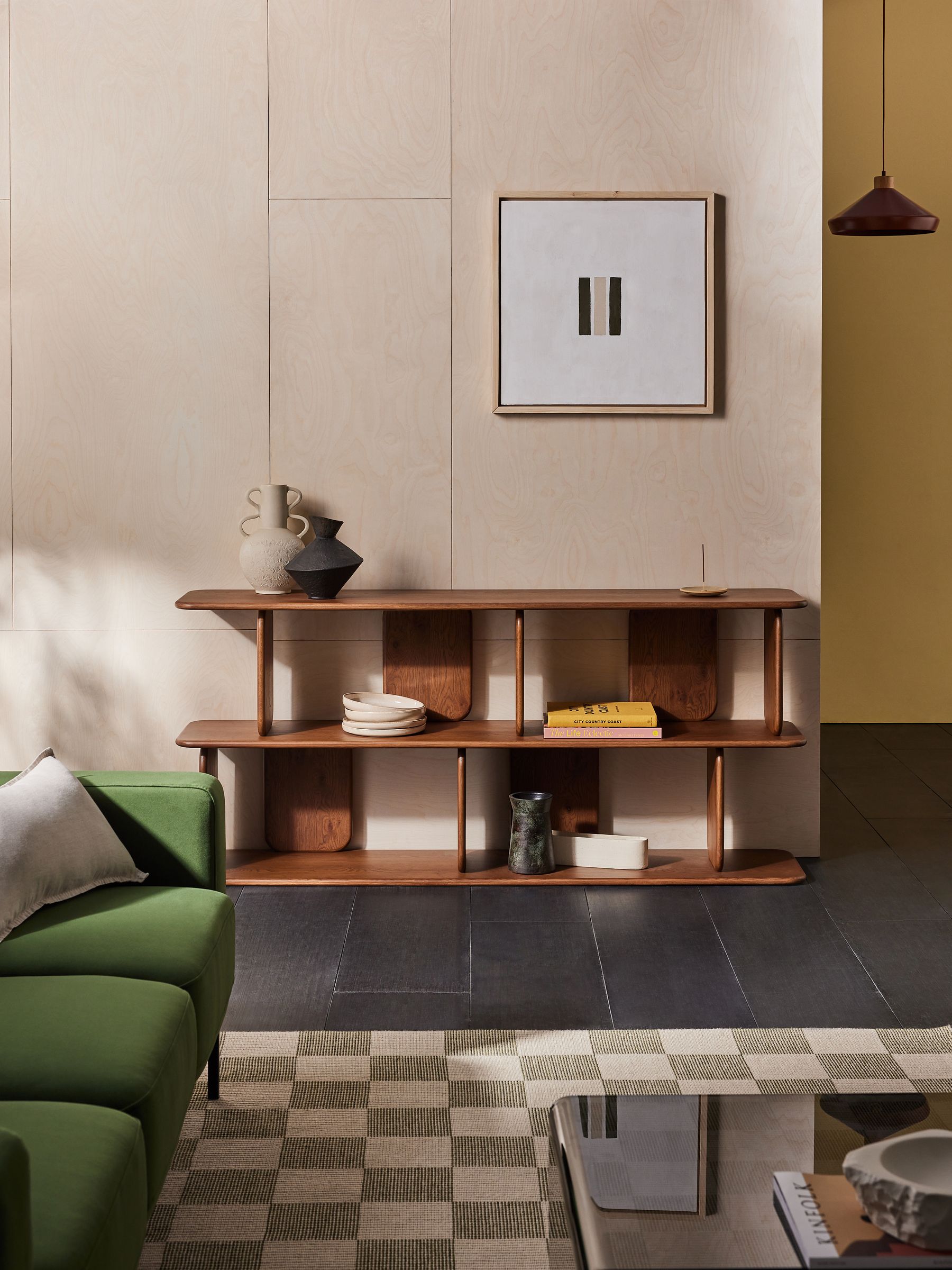 Nyla Low Shelving Unit in Dark Stain Oak