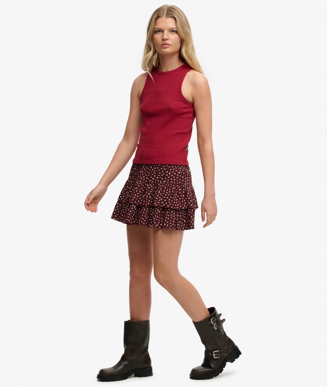 Printed Tiered Mini Skirt