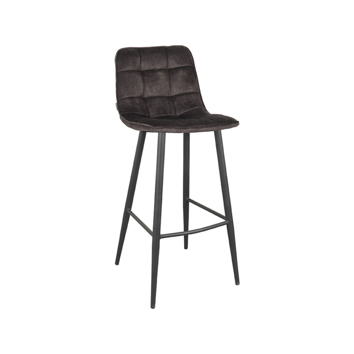 LABEL51 Barkruk Jelt - Antraciet Velvet - Zithoogte 78cm - Set van 2
