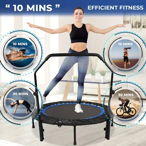 NNETM 1pc 121.92cm Mini Fitness Trampoline with Adjustable Handle - Blue