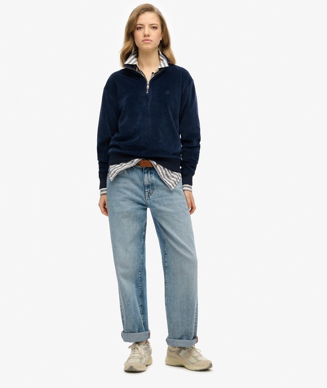 Velour Half Zip Sweatshirt