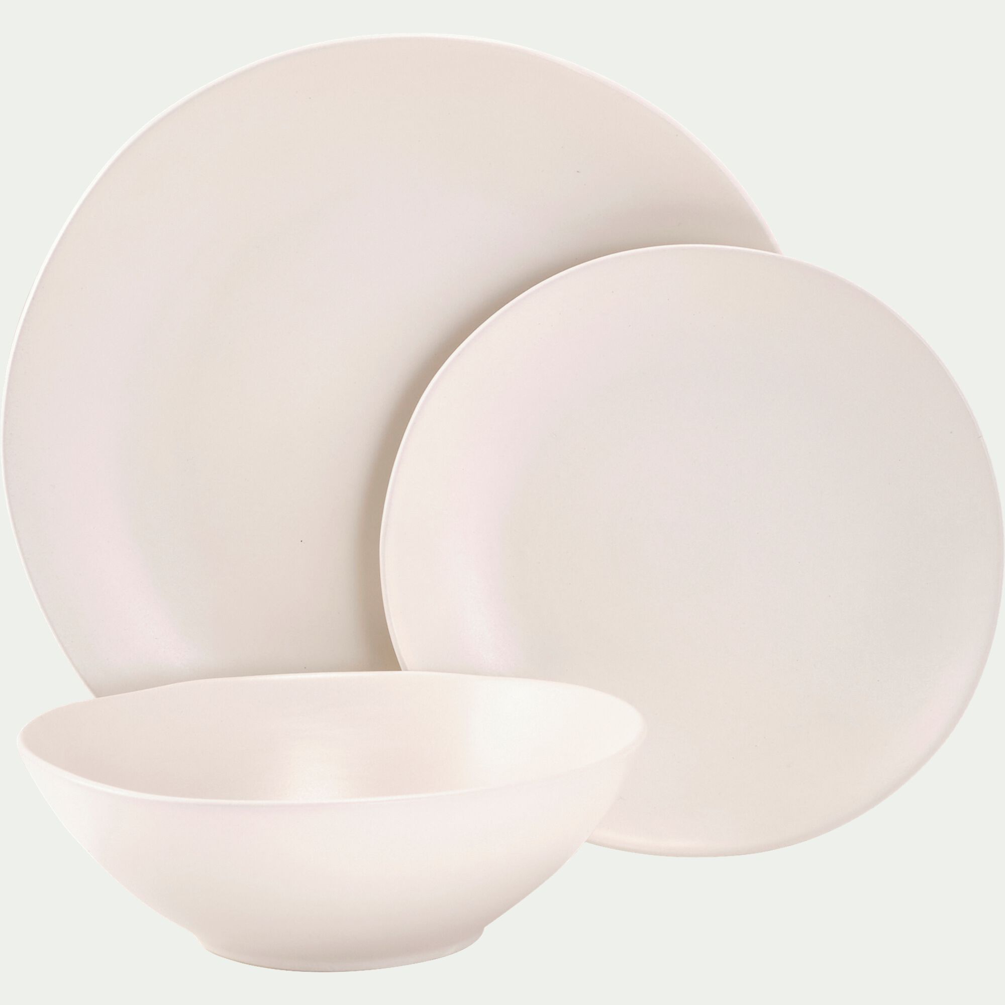 DOUZ - Assiette plate en grès D27,5cm - blanc ventoux