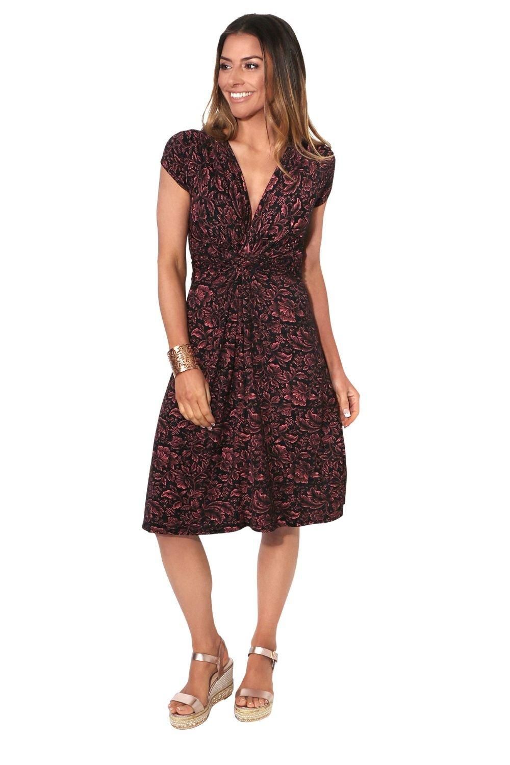 KRISP Leaf Print Knot Front Dress