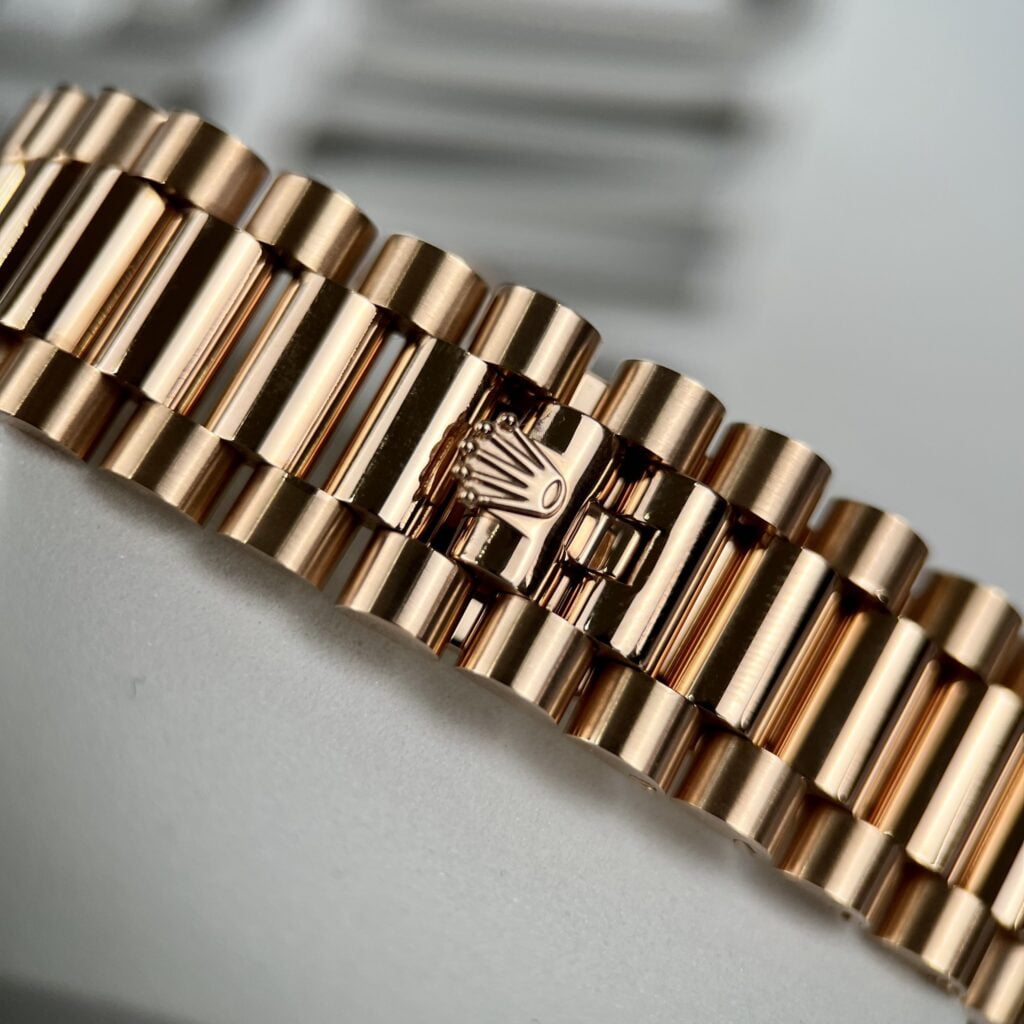 Rolex Day-Date RG Plated Chocolate Dial Baguette Diamond 36mm Super Clone