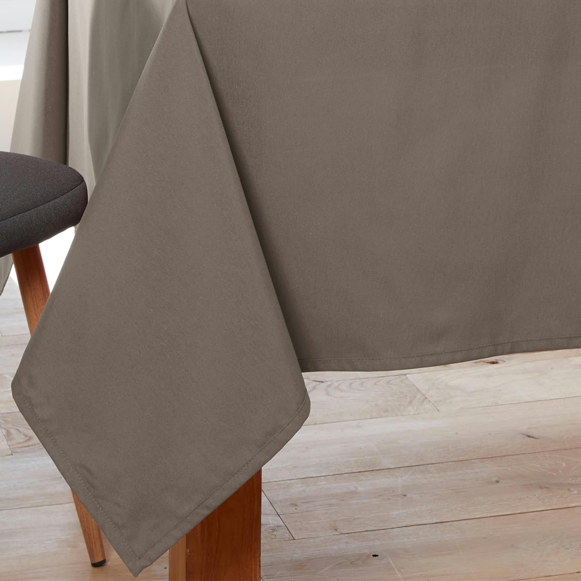 LONETA - Nappe 140x300 marron taupe en coton