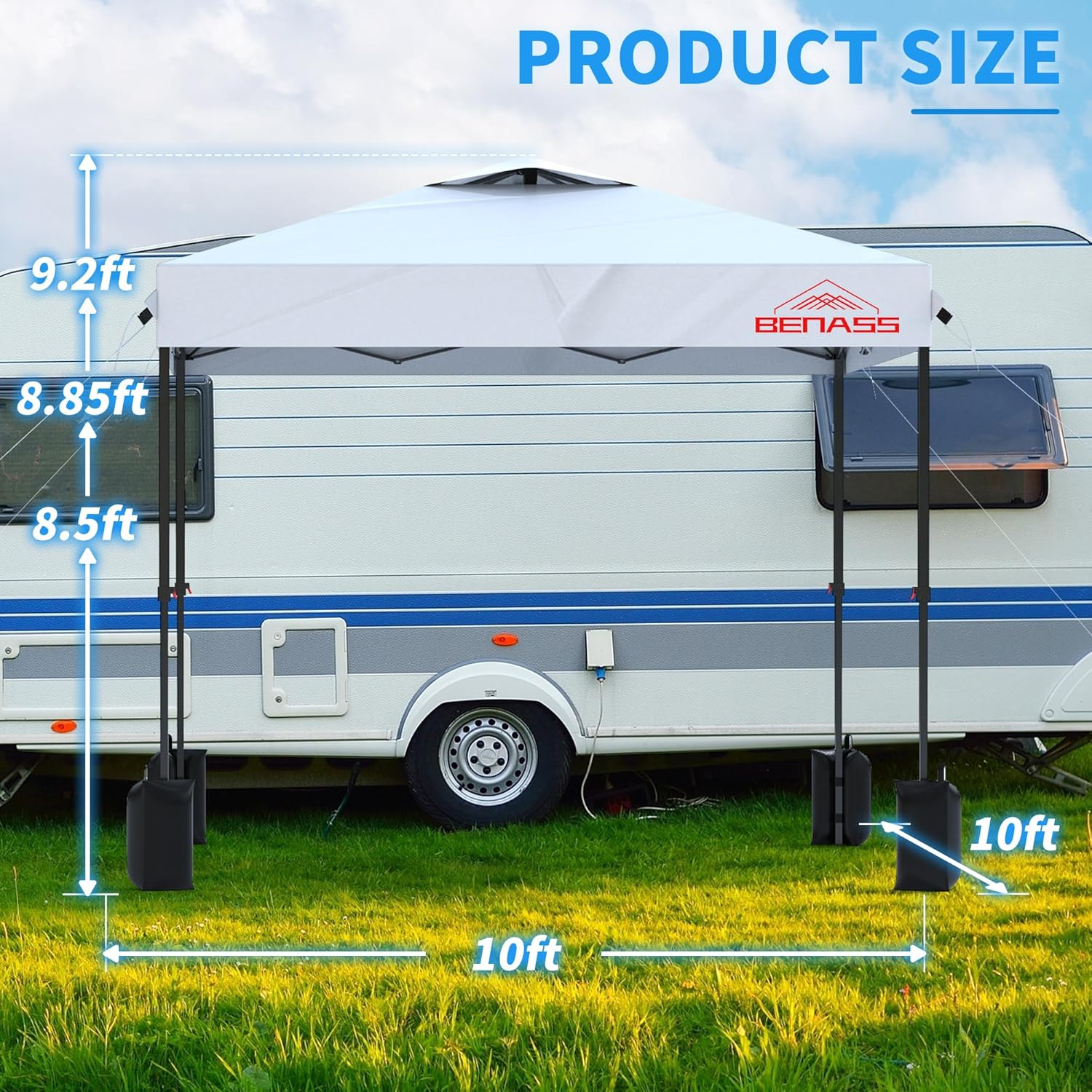 10x10 Pop Up Canopy with Sidewalls  Easy Up Canopy Tent  Heavy Duty Tents for Parties  One Person Set Up Event Tent  White