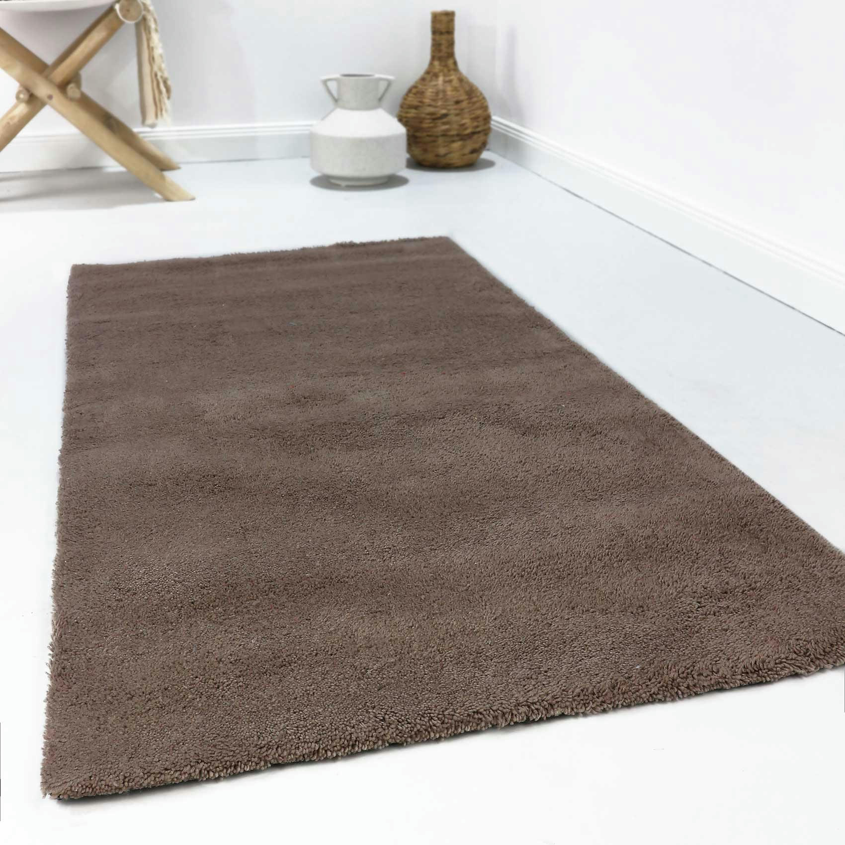 GREENWOOD RUG - Tapis à poil court pure laine vierge marron 70x140