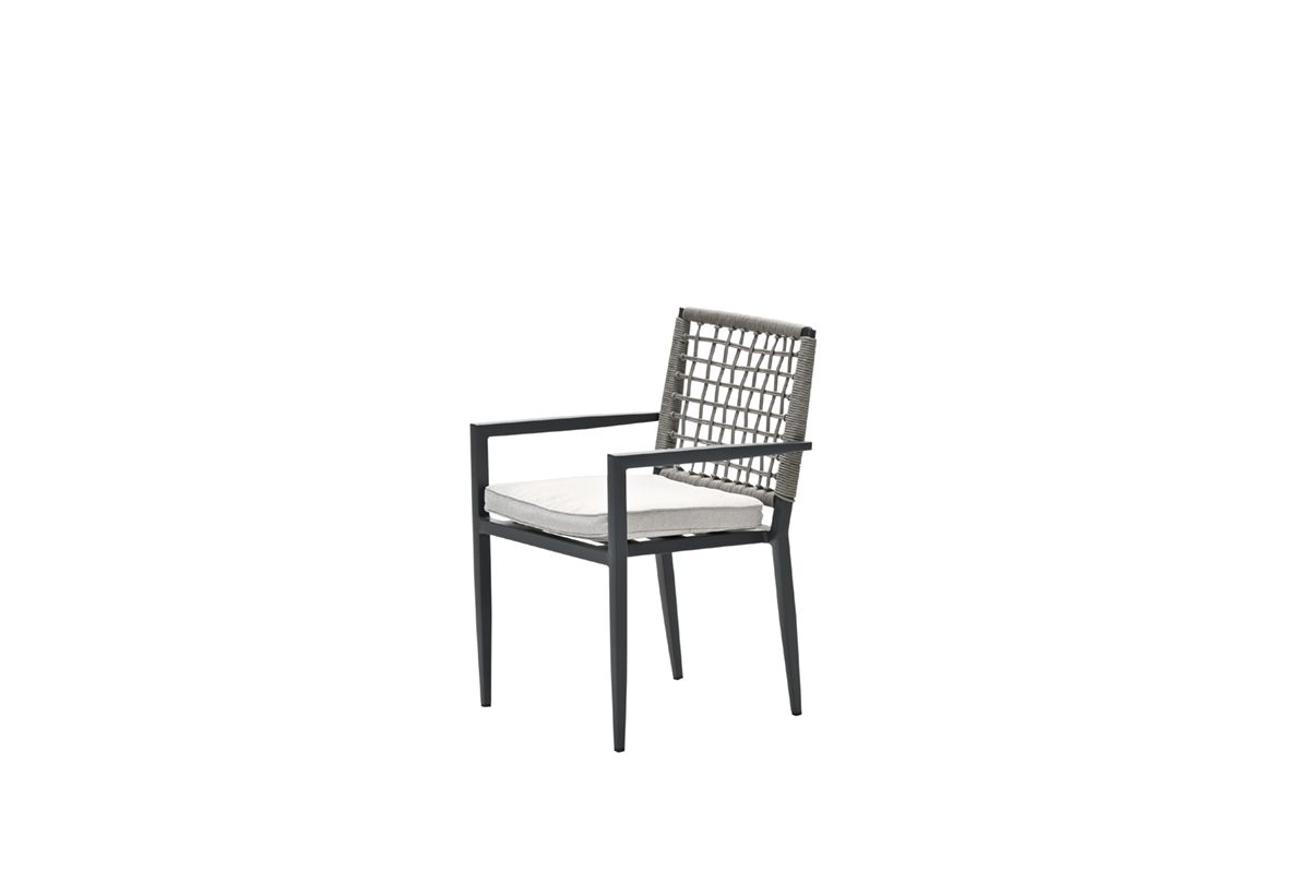 Florance dining fauteuil - carbon black - rope taupe - desert sand
