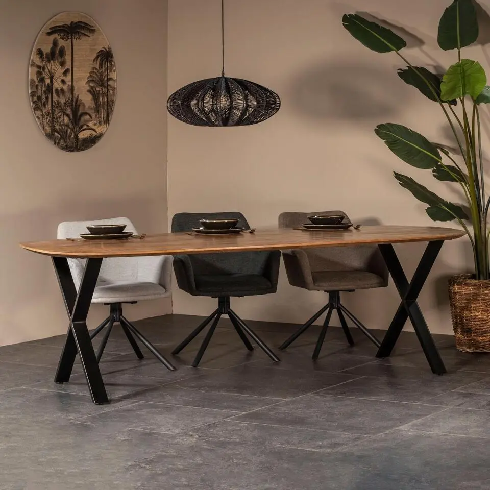 Eettafel Deens Ovaal 200cm - Bruin - Mangohout - Tafel Gordon