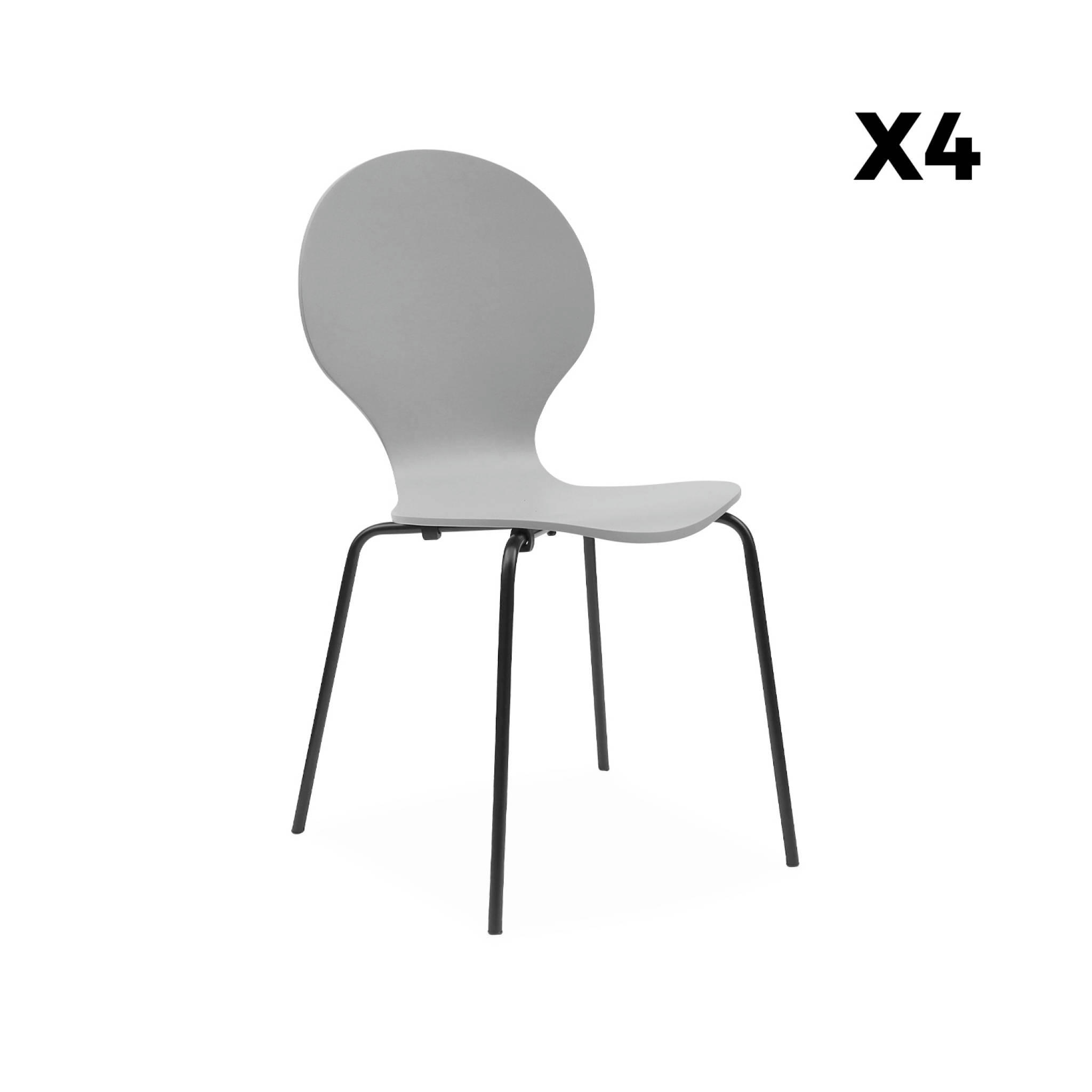 NAOMI - Lot de 4 chaises rétro empilables grises