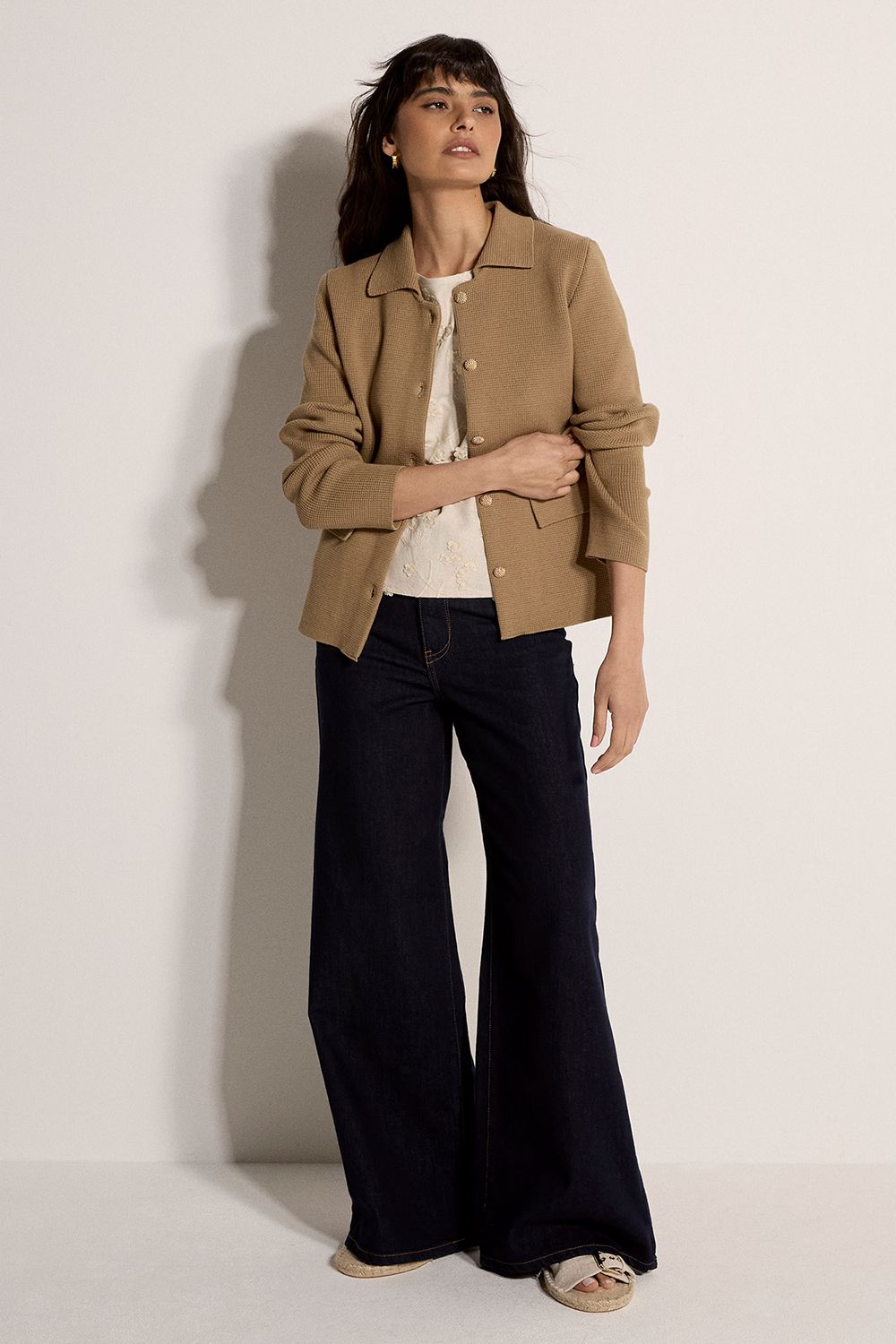 Apricot Cotton Knitted Jacket