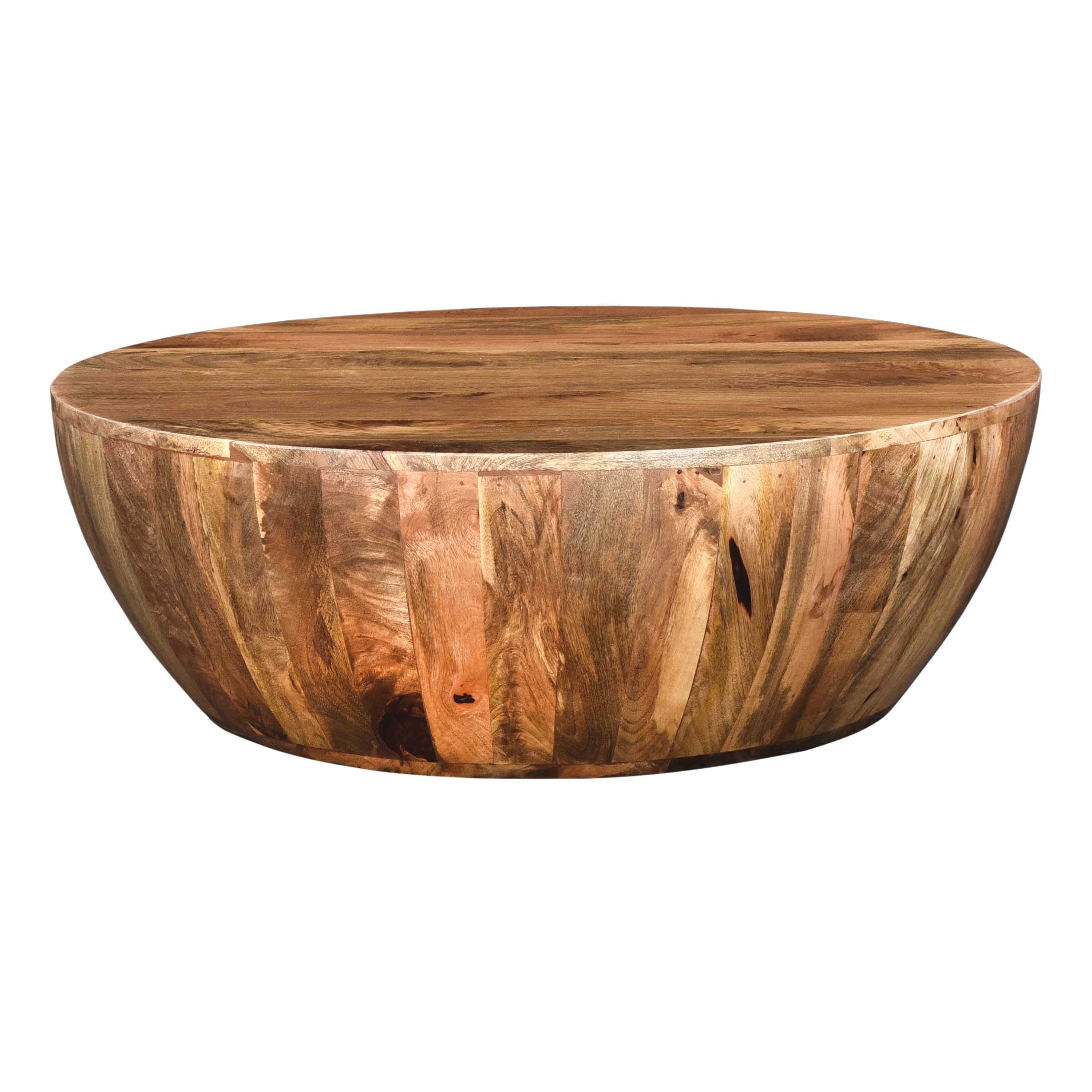 Arthur Mango Wood Coffee Table In Round Shape, Dark Brown