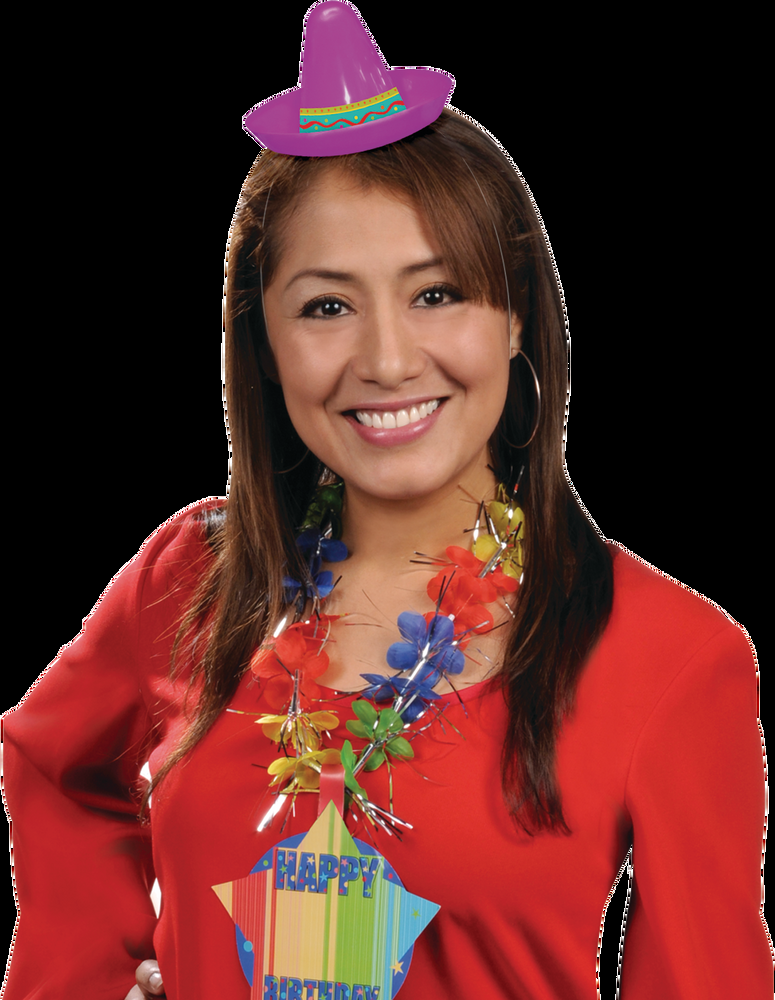 Fiesta Mini Plastic Sombrero Hats, Multi-Coloured, One Size, 8-pk, Wearable Costume Accessory for Halloween
