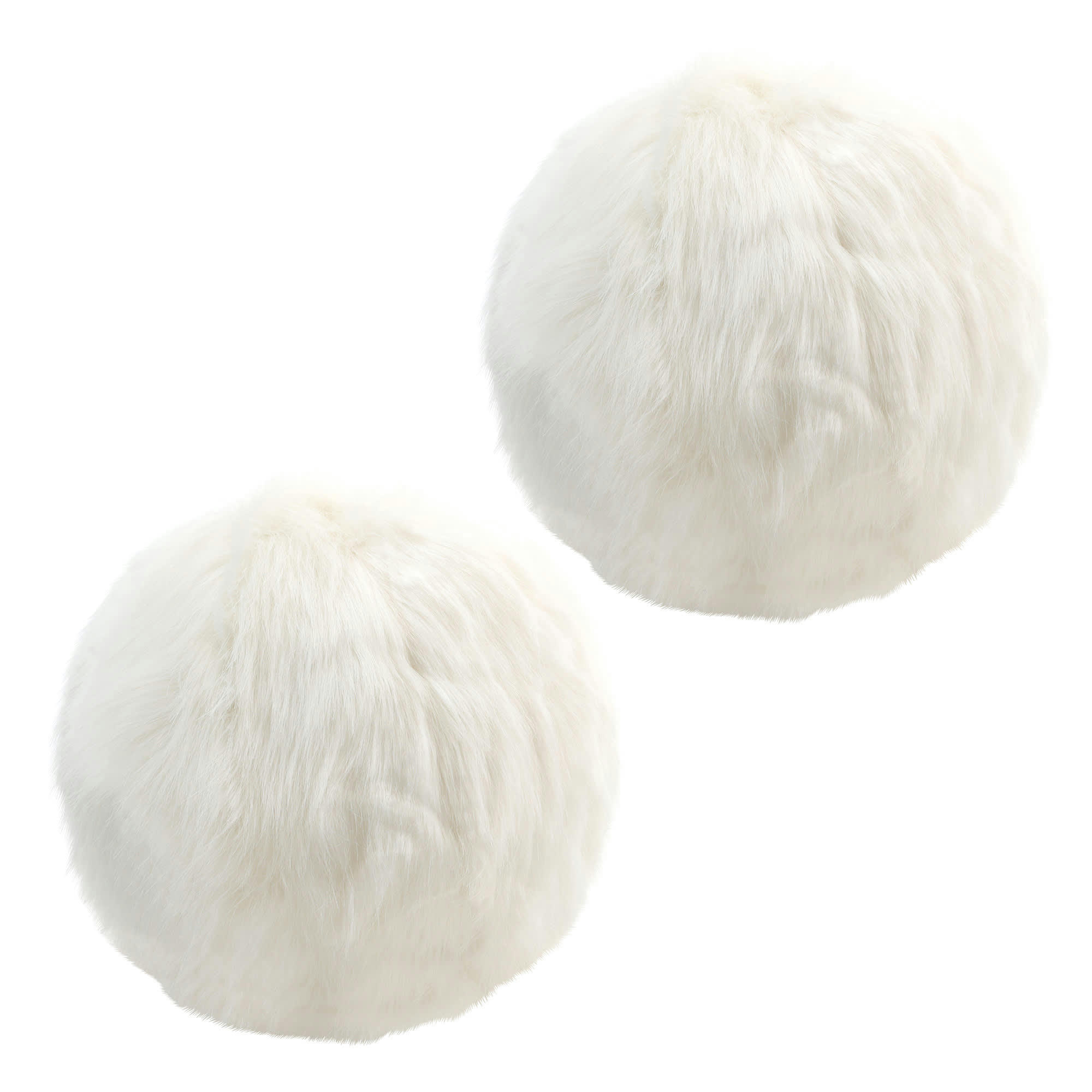 - Lot de 2 coussins ronds en fausse fourrure crème