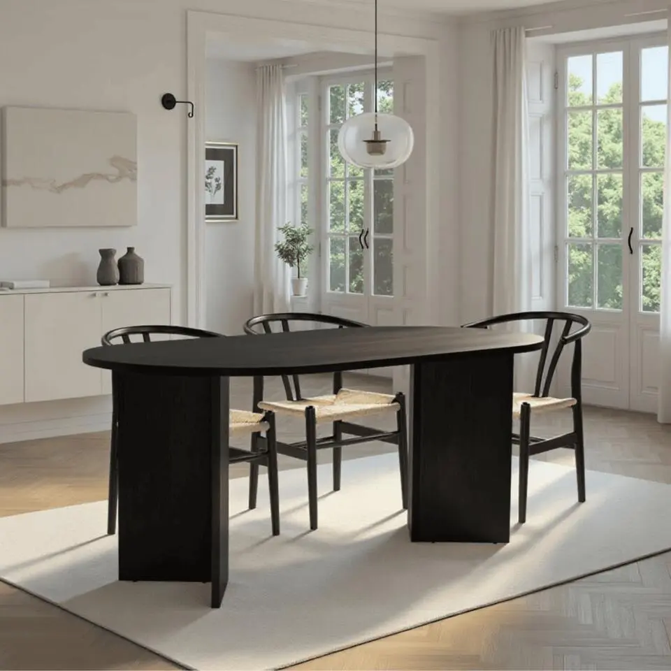 Calicosy - SABLE Eettafel met afgeronde randen - Zand - 89,5x180x75 cm