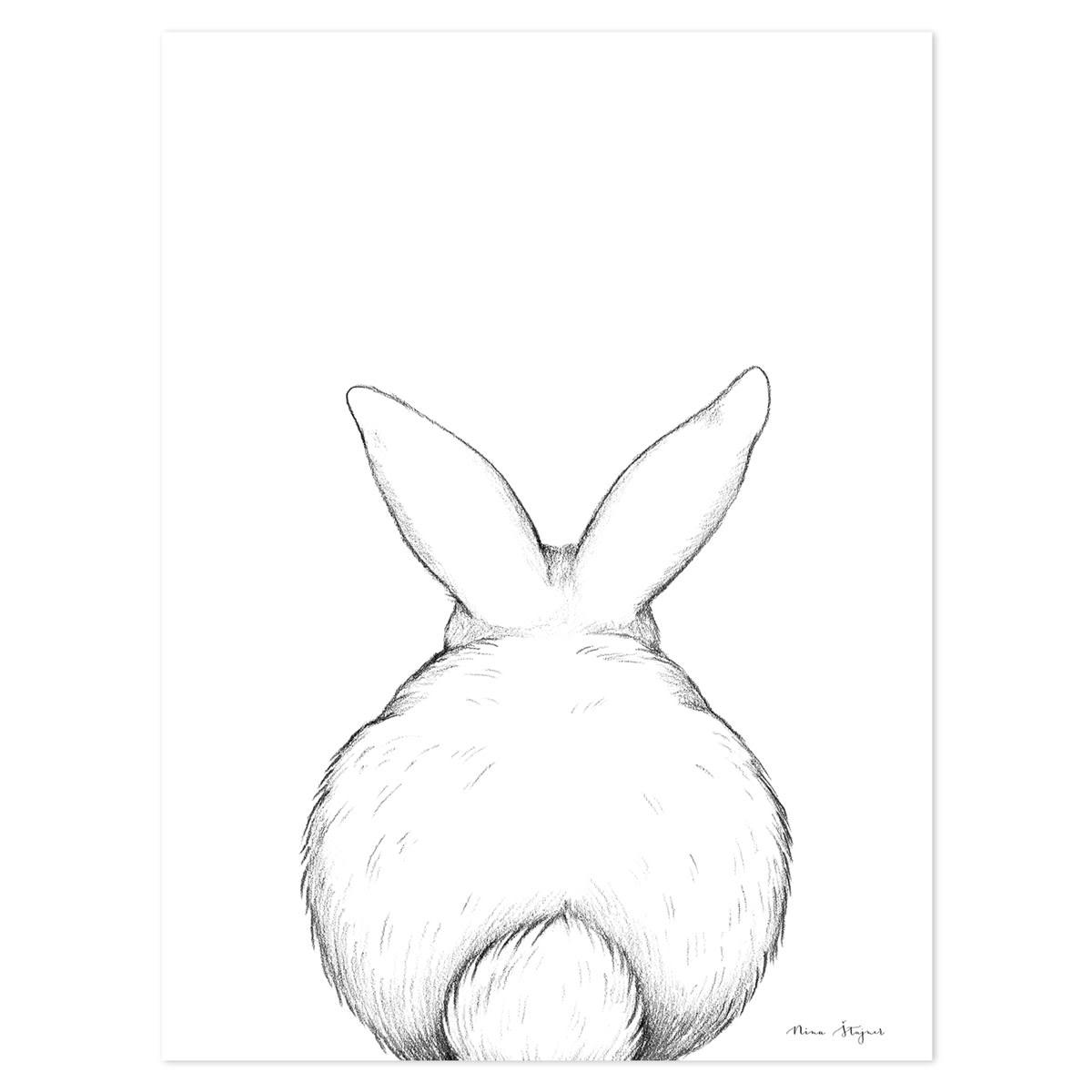 BUNNY - Affiche lapin dos en Papier Blanc