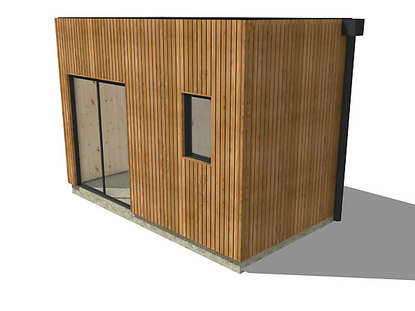 Bureau de jardin 4 saisons en bois 4,4 x 2,4 x 3,2 m / isolation RE2020 / menuiseries alu k-line