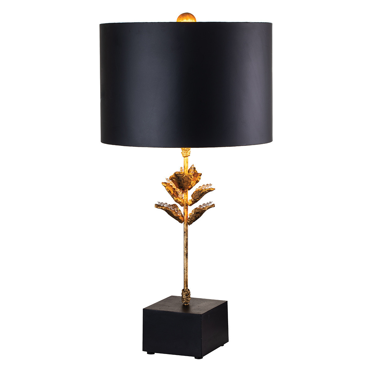 Lampa stołowa glamour czarno-złota Camilia 1xE27x60W wys:75,7cm Flambeau