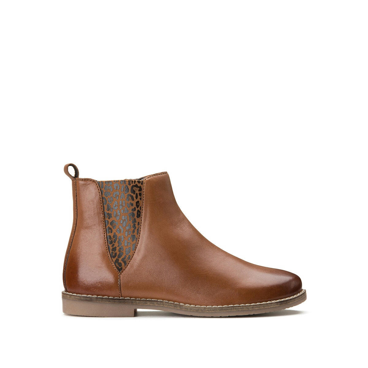 Bottines chelsea cuir élastique imprimé léopard