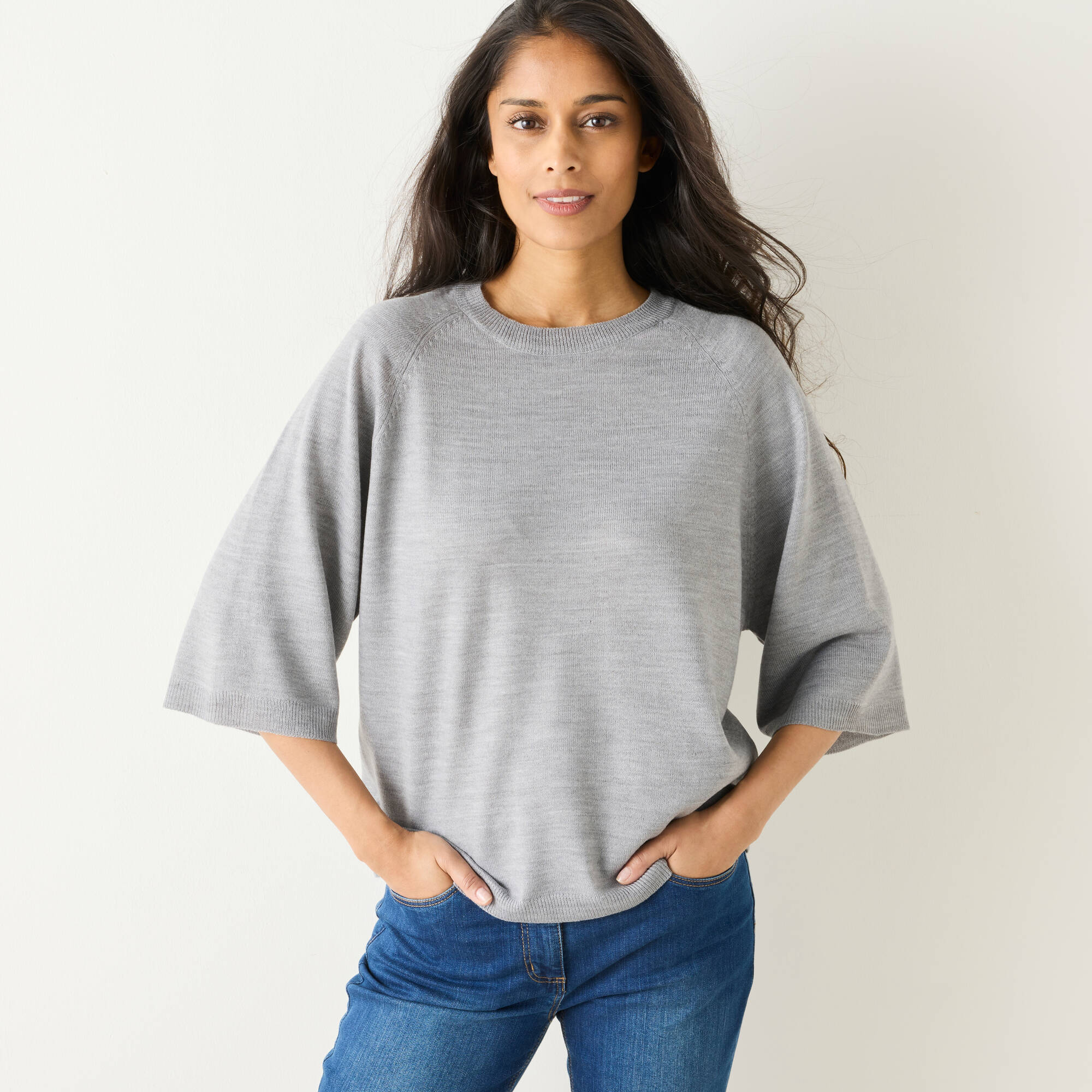 Pull loose manches coudes, toucher doux