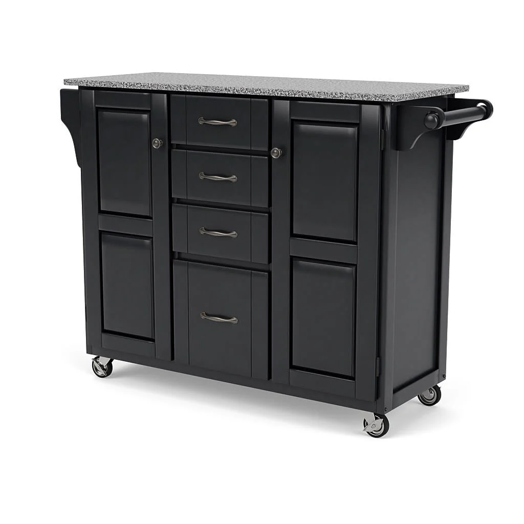 Homestyles Create-A-Cart Black Wood Kitchen Cart - 48 x 18 x 36