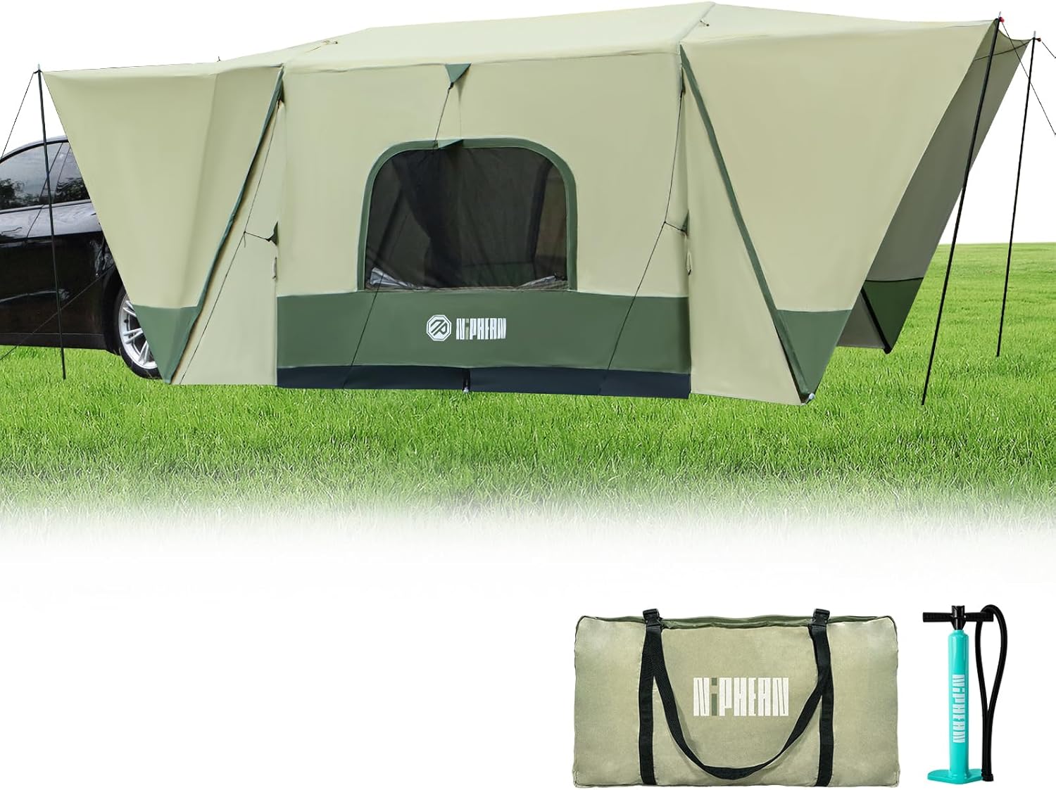 SUV Inflatable Camping Tent, 2-Min Setup, 2/4/6 Person Family Tent with Multi-Room, UPF 50+, Windproof  3000mm Waterproof(Yellow)