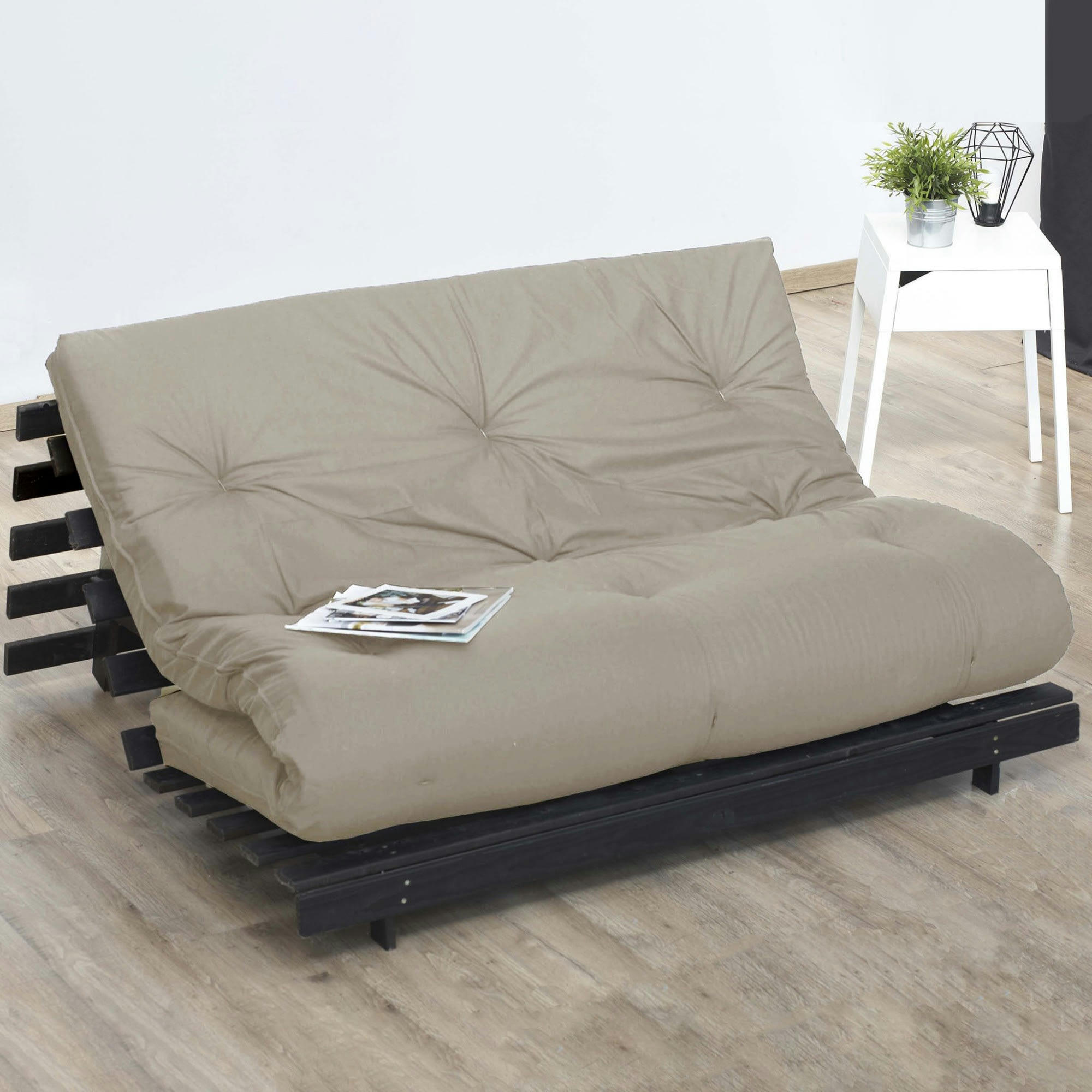 FUTON LATEX - Matelas futon latex taupe 140x190