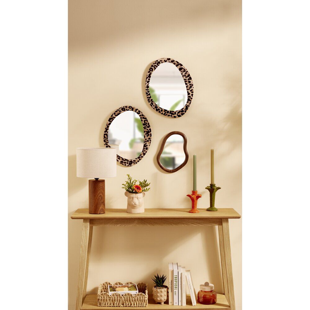 Miroir mural ovale contour léopard 30x38cm