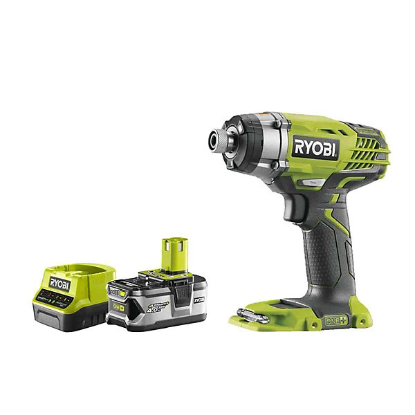 Pack RYOBI Visseuse à choc 18V One  R18ID3-0 - 1 batterie 4.0Ah - 1 chargeur rapide 2.0Ah RC18120-140