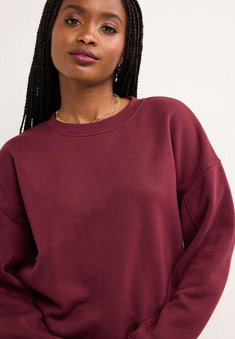 Womens Burgundy Cotton Rich Sweatshirt