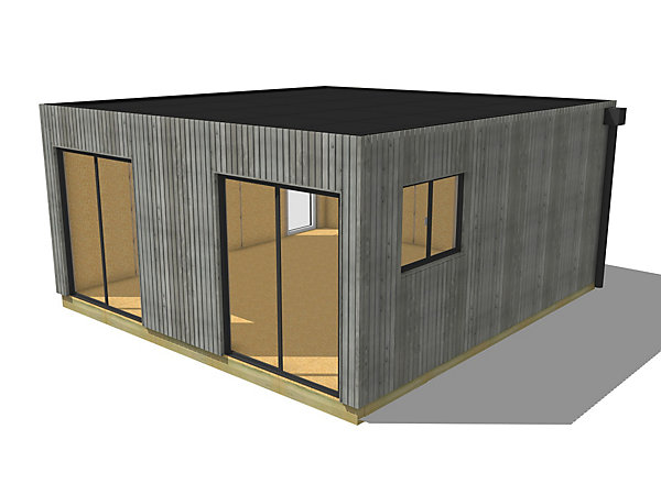 Bureau de jardin 4 saisons en bois 5,5 x 5,7 x 2,7 m / isolation RE2020 avec plancher isolé