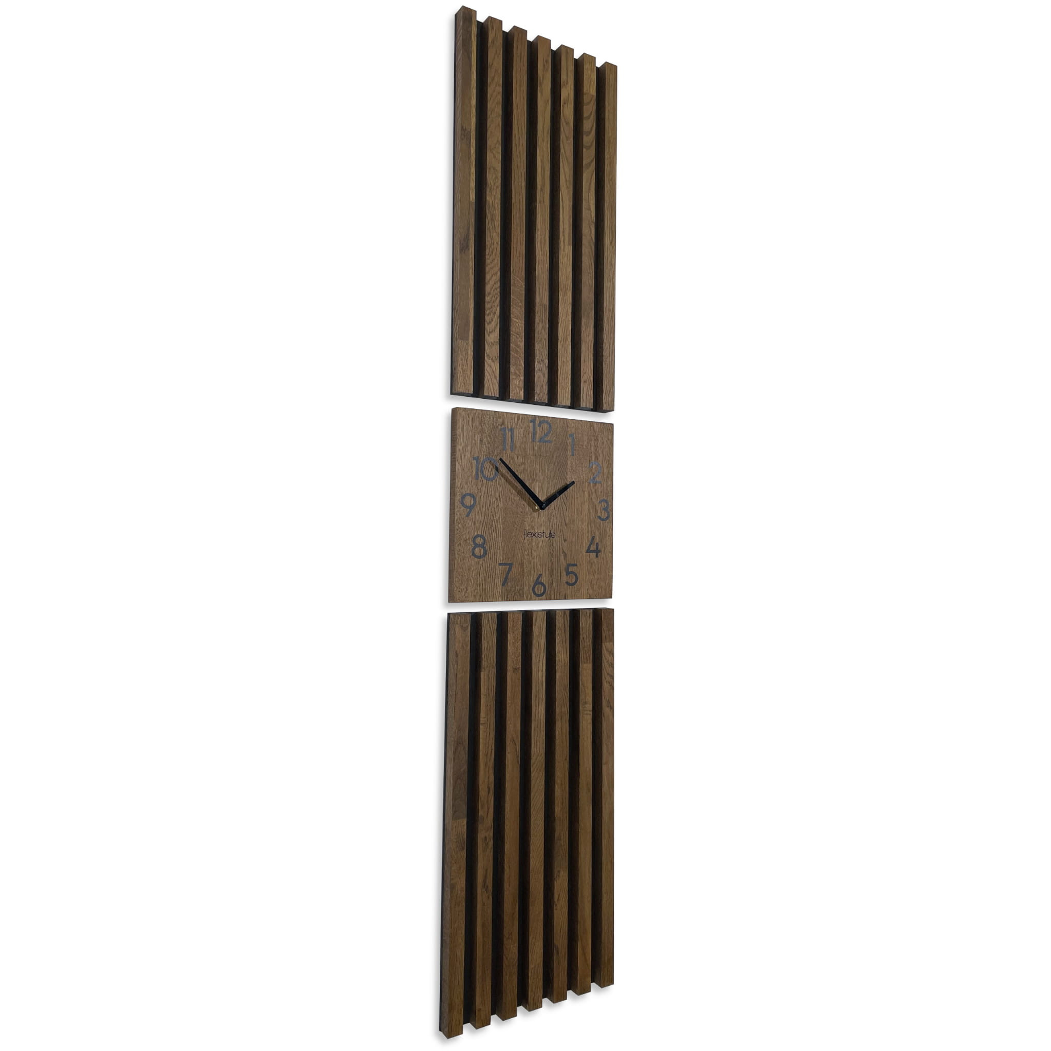 Dębowy panel Zegar w Lamelach 155x30cm brązowy