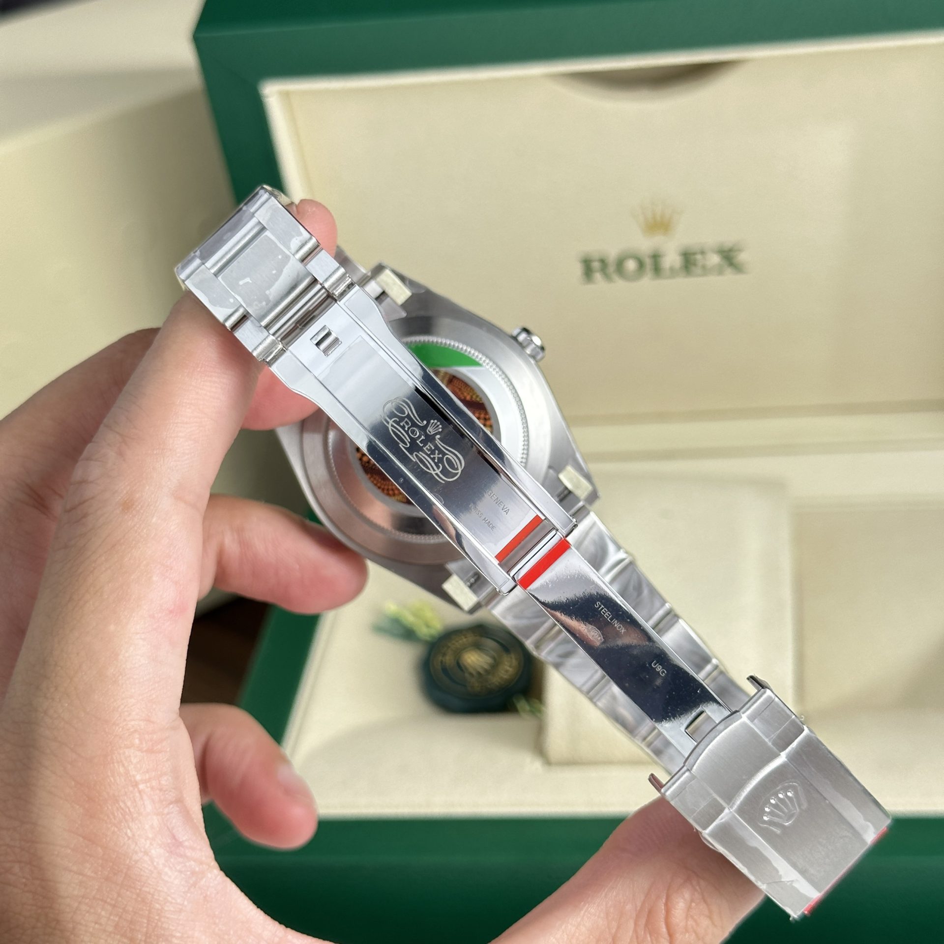 Rolex Oyster Perpetual 124300 904L Steel Yellow Dial 41mm Oyster Super Clone