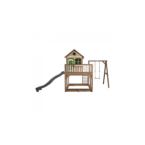 AXI Classic Liam Maisonnette avec Balancoire Simple Marron vert Toboggan Gris