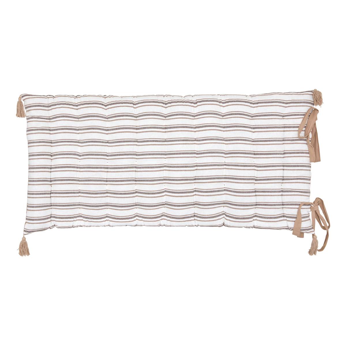 Floor Cushion "Groove" Beige Linen, 120x60 cm