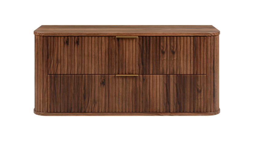 Szafka łazienkowa, dąb orzech, uchwyt złoty, 120 x 51,7 x 41,5 cm