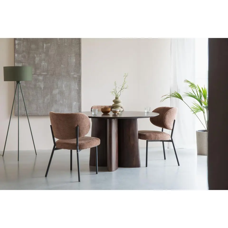 Housecraft Living Balder Eettafel Rond 130 cm Mango Hout - Bruin