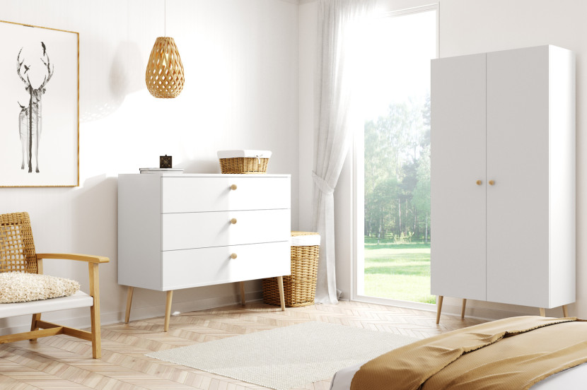 Szafa LEBEL z półkami 87cm biała mat