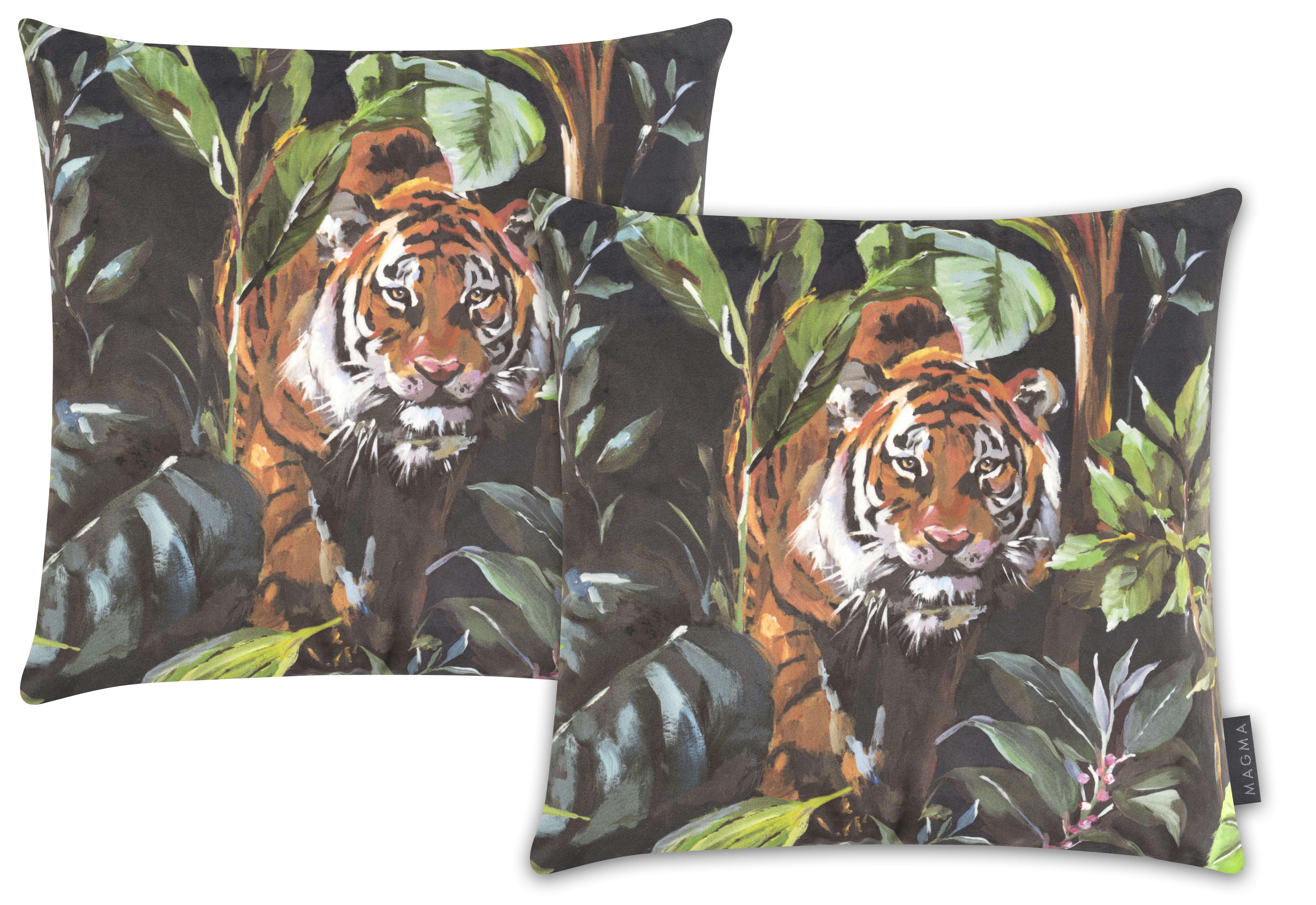 NALANI - Housses de coussin impression tigre savane - Lot de 2 -40x40