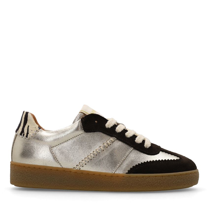 Manfield Gouden leren sneakers