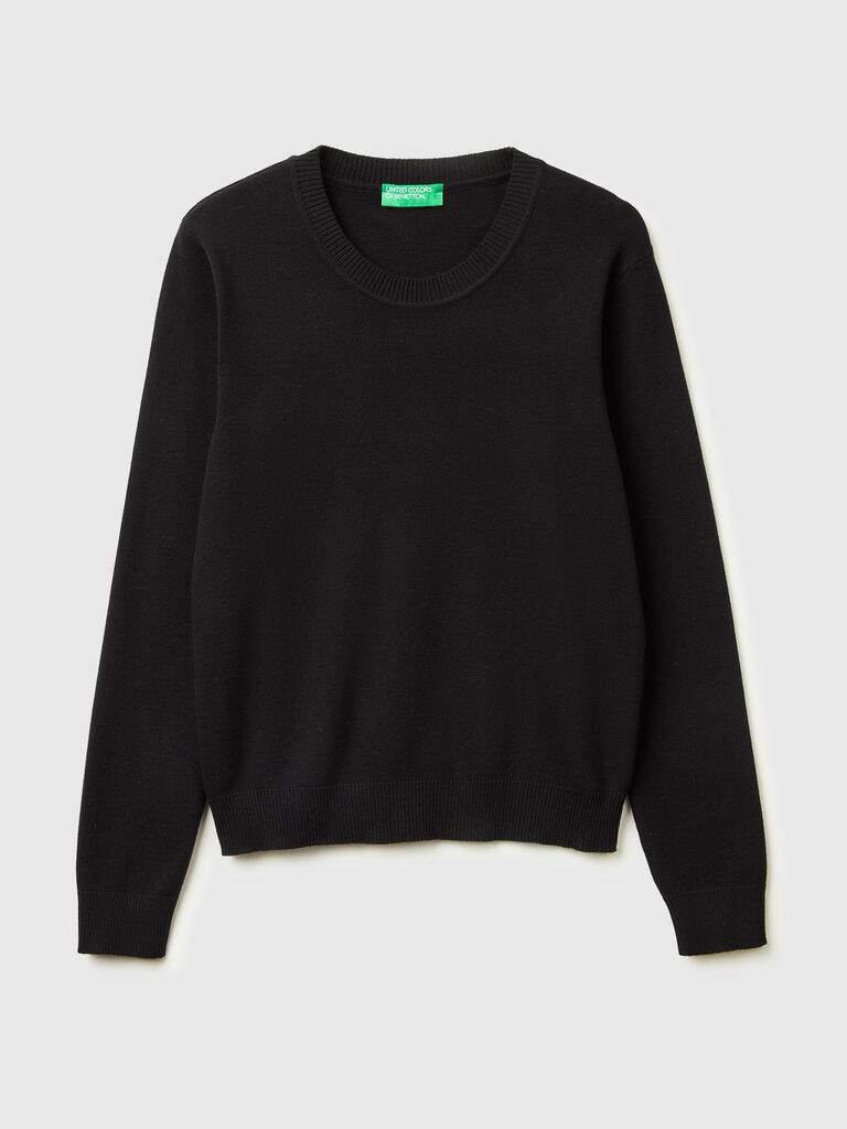 Black sweater in tricot cotton