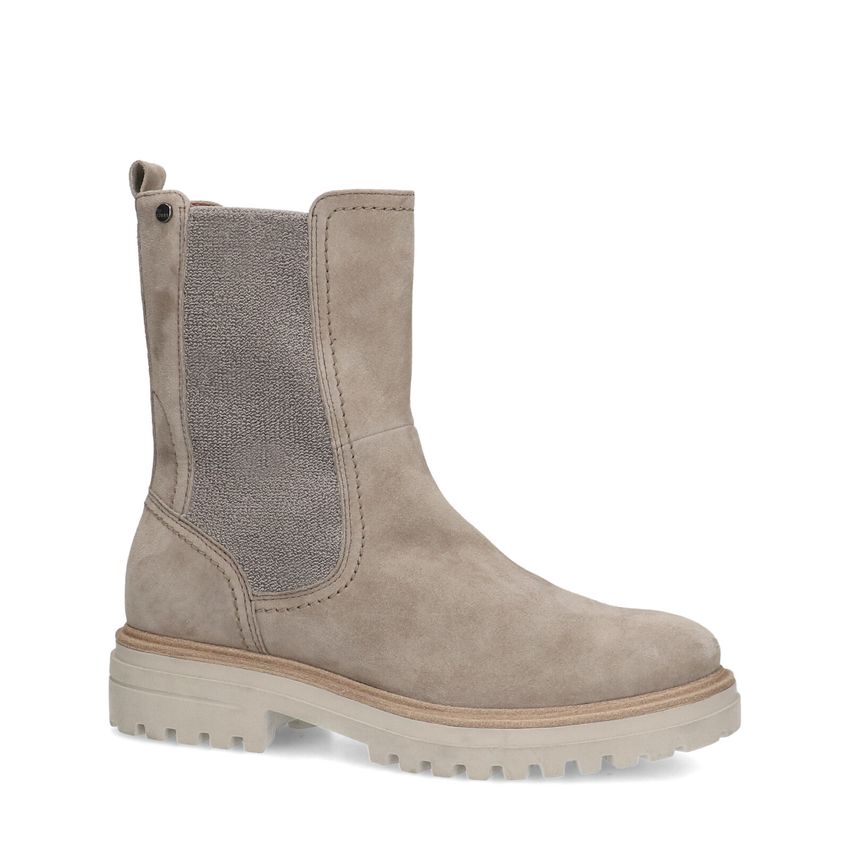 No Stress Taupe suède chelsea boots met rits