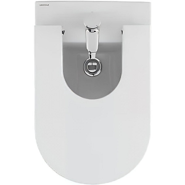 Bidet UrbY céramique traditionnelle SANINDUSA pose au sol avec trous abattant (abattant non compris) blanc