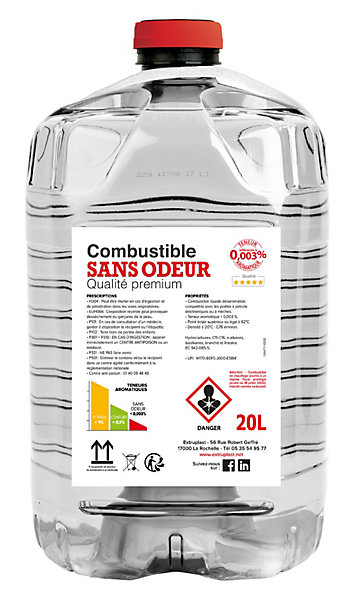 Combustible liquide sans odeur 20 L pour poêle à pétrole Chaleur Plus