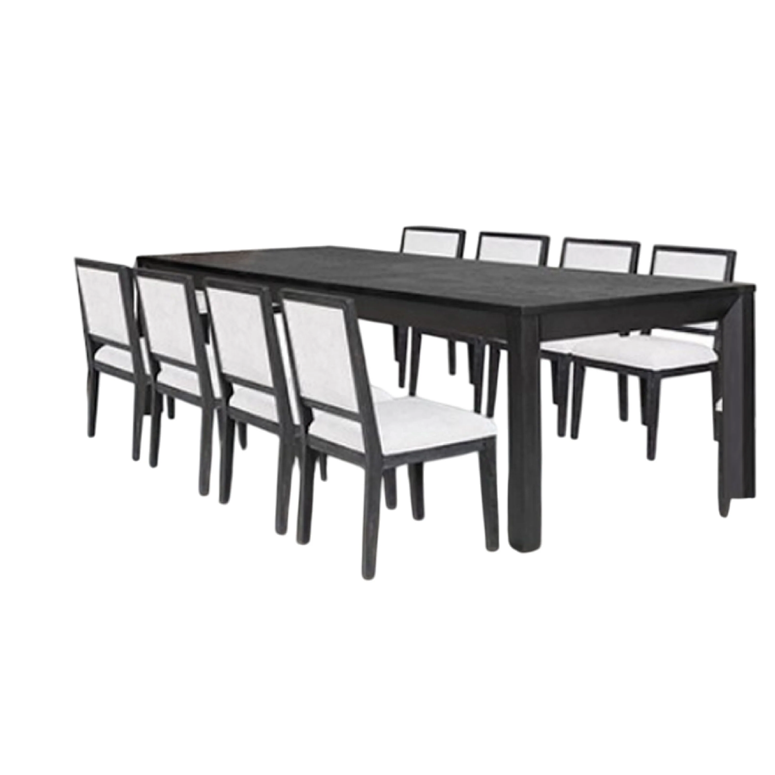 Kizie 9pc Dining Table Set, 94-118 Inch Extendable, Black Wood Chairs