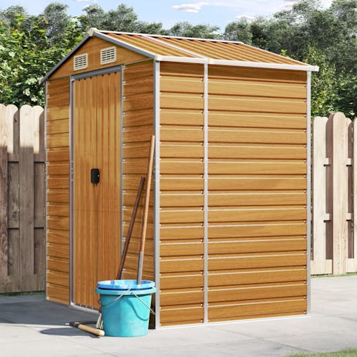 NNEVL Garden Shed Light Brown 191x130x198 cm Galvanised Steel